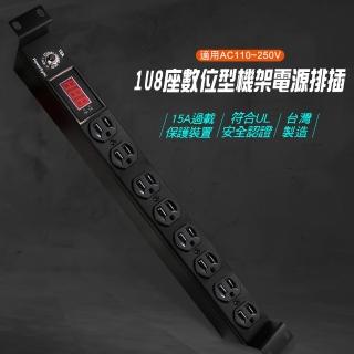 【PowerSync 群加】1U8座15A數位型機架電源排插 3M 黑(TE8D0030)