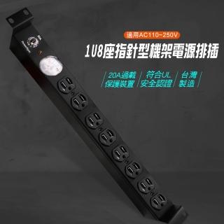 【PowerSync 群加】1U8座20A指針型機架電源排插 3M 黑(TE8E0030)