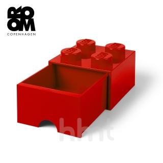 【LEGO 樂高】Room Copenhagen LEGO Brick Drawer 4樂高積木方塊四紐抽屜盒收納盒-紅色(樂高收納盒)