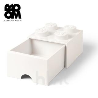 【LEGO 樂高】Room Copenhagen LEGO Brick Drawer 4樂高積木方塊四紐抽屜盒收納盒-白色(樂高收納盒)
