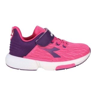 【DIADORA】19-23CM_女中童專業慢跑輕量鞋-超寬楦-休閒 魔鬼氈 童鞋 桃紅白紫(DA13037)