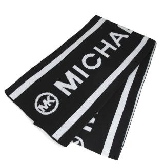 【Michael Kors】品牌字樣LOGO雙面用長型圍巾(黑白色)