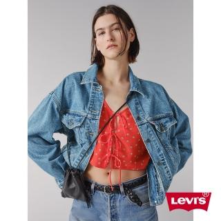 【LEVIS】女款 真皮束口斜背包 / 簡約黑 人氣新品