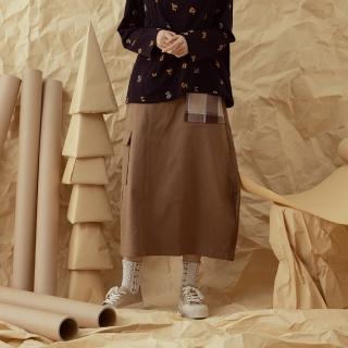 【MOSS CLUB】格子拼布不對稱-女長裙 格子 綠 卡(二色/版型適中)