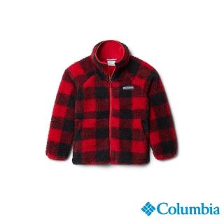 【Columbia 哥倫比亞】童款-紅黑格刷毛立領外套(UAY00820RC / 舒適.可愛.)