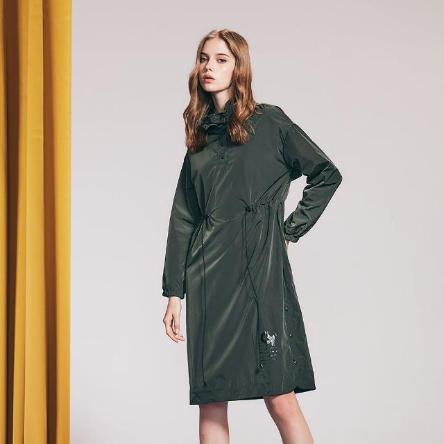 【ICHE 衣哲】Cop.Copine 法國原裝進口抽繩造型洋裝-軍綠