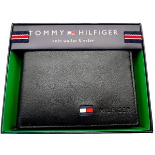 【Tommy Hilfiger】TOMMY 1+1活動卡夾男短夾禮盒組-帥氣黑(黑色 31tl22X060)