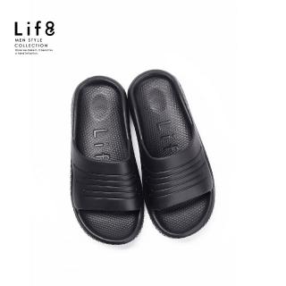 【Life8】Sport QQ 麻吉厚底拖鞋-黑色(19035)