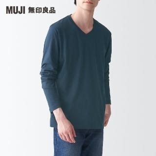 【MUJI 無印良品】男有機棉水洗天竺V領長袖T恤(共3色)