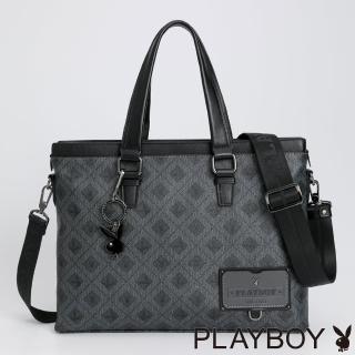 【PLAYBOY】托特包附長背帶 Puzzle系列(灰色)