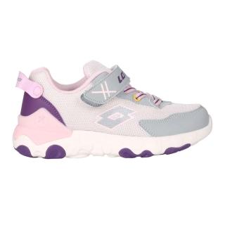 【LOTTO】19-23CM_女大童超輕量跑鞋-慢跑 路跑 反光 童鞋 白粉灰紫(LT2AKR6033)