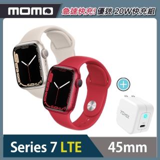 【Apple 蘋果】Apple Watch S7 LTE 45mm ★優迷20W急速快充組(鋁金屬錶殼搭配運動型錶帶)