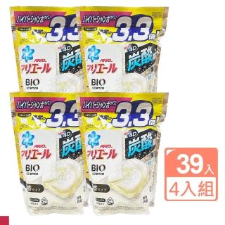 【P&G ARIEL】4D立體洗衣膠球袋裝39顆 4入組(白色/微香白竹)