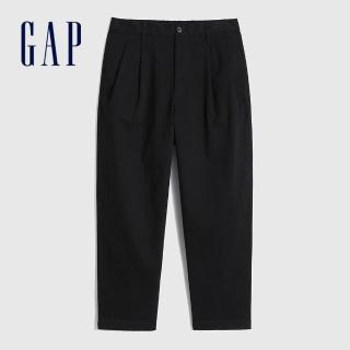 【GAP】男裝 通勤錐形休閒卡其褲(850766-黑色)