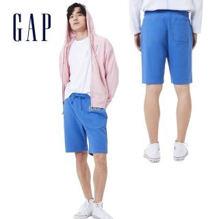 【GAP】男裝 碳素軟磨 法式圈織系列 Logo簡約寬鬆休閒短褲(多色可選)