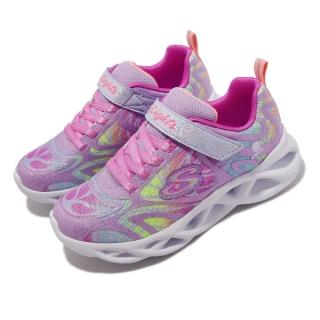 【SKECHERS】休閒鞋 S Lights 燈鞋 閃燈 童鞋 輕量 避震 緩衝 魔鬼氈 中童 粉 彩(302305-LLVMT)