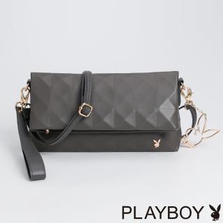【PLAYBOY】斜背包附手挽帶 Rare系列(灰色)