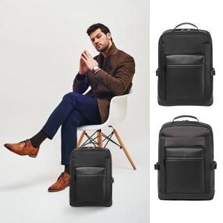 【Samsonite RED】BRANWELL頂級商務皮革拼接筆電後背包15.6吋(兩色可選)
