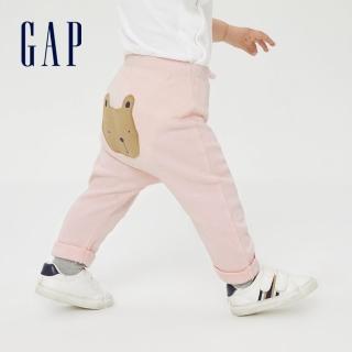 【GAP】嬰兒 可愛跟屁熊刺繡彈力針織褲(838332-粉色)