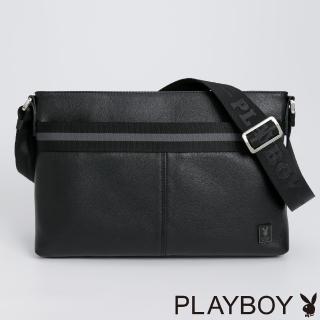 【PLAYBOY】下沉式橫式斜背包 Duke系列(黑色)