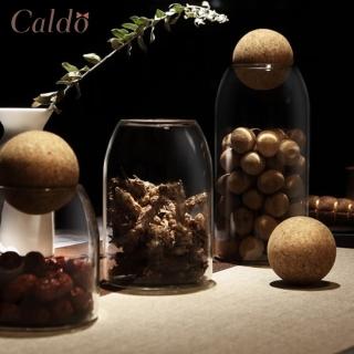 【Caldo 卡朵生活】圓球軟木塞耐熱玻璃儲物罐-三入組