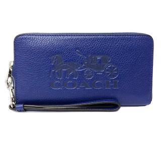 【COACH】大馬車LOGO手掛式零錢袋長夾(藍紫)