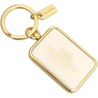 【COACH】金X白琺瑯馬車LOGO吊飾鑰匙圈