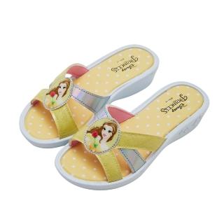 【Disney 迪士尼】迪士尼童鞋 美女與野獸 貝兒造型拖鞋-黃(MIT台灣在地工廠製造)