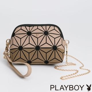 【PLAYBOY】化妝包附手挽帶與長鍊帶 Neverland系列(咖啡色)