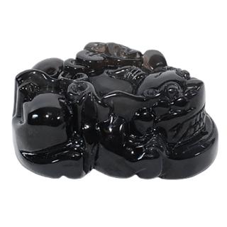 【十方佛教文物】招財貔貅黑曜岩擺件(平安吉祥如意)