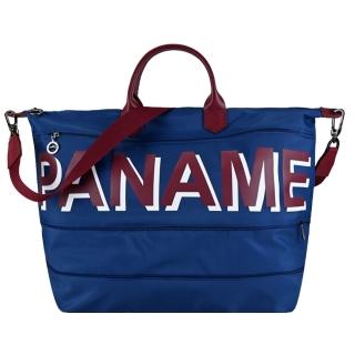 【LONGCHAMP】PANAME系列短把尼龍撞色延展兩用旅行袋(機師藍)