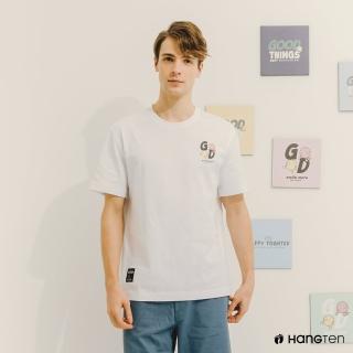 【Hang Ten】男裝-厚磅COMFORT FIT舒適主題印花T恤(白)