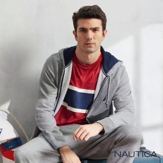 【NAUTICA】男裝素面休閒長袖連帽外套(淺灰)