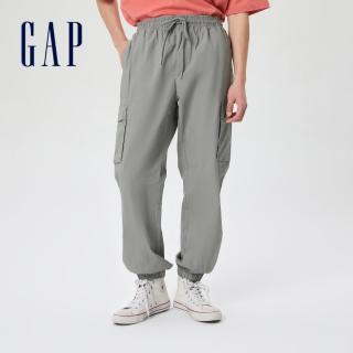 【GAP】男裝 輕透氣系列 工裝口袋束口休閒褲(808317-煙灰色)