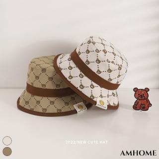 【Amhome】韓國小熊印花出遊遮陽2-5歲兒童漁夫帽#111961現貨+預購(2色)
