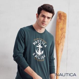 【NAUTICA】男裝 船錨圖騰長袖T恤(綠色)