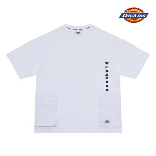 【Dickies】男女款白色純棉側邊口袋短袖T恤｜DK010215C4D