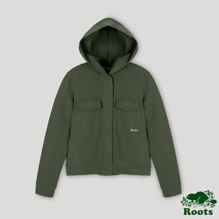 【Roots】Roots 女裝- 心靈平衡系列 口袋造型連帽外套(杜松綠)