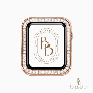 【BellaBia】Apple Watch 40/41/44mm方形格鑽系列保護框 錶框(玫瑰金)
