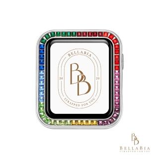 【BellaBia】momo獨賣Apple Watch 38/40/44mm方形彩鑽系列保護框 錶框(銀色合金錶框)