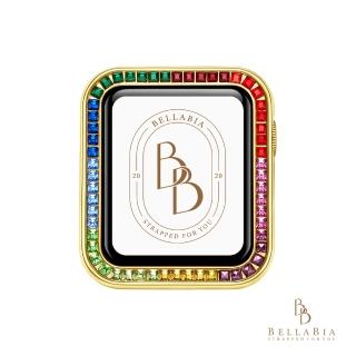 【BellaBia】momo獨賣Apple Watch 38/40mm方形彩鑽系列保護框 錶框(金色合金錶框)