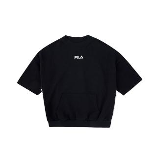 【FILA】KIDS 短T T恤  女童五分袖上衣-黑色(5TEV-4414-BK)