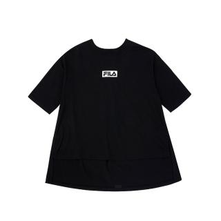 【FILA】KIDS 短T T恤  女童五分袖上衣-黑色(5TEV-4416-BK)