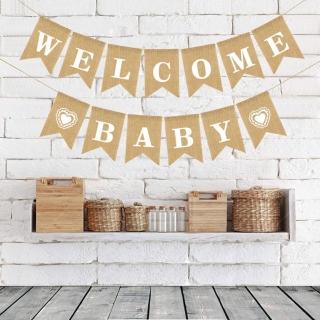 WelcomeBaby棉麻魚尾掛旗1組(寶寶 性別揭示 氣球  派對 baby shower)