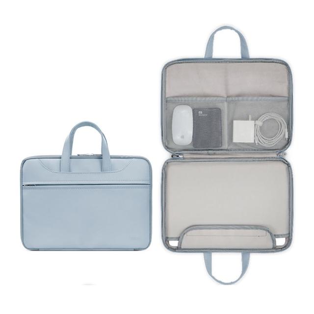 【OMG】Macbook 13/13.3/14吋 PU皮質手提筆電包(180°全開合/行李箱拉桿帶設計)