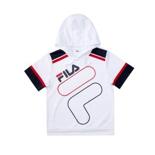 【FILA】KIDS 童吸濕排汗短袖連帽上衣-白色 1TEV-4426-WT(1TEV-4426-WT)