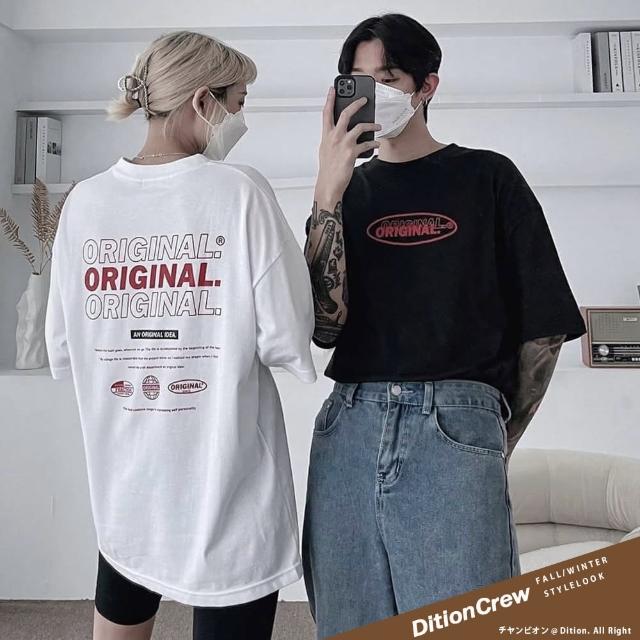 【Dition】爆款original聯名圖騰短T 落肩oversize短袖上衣(戶外ootd 情侶穿搭)
