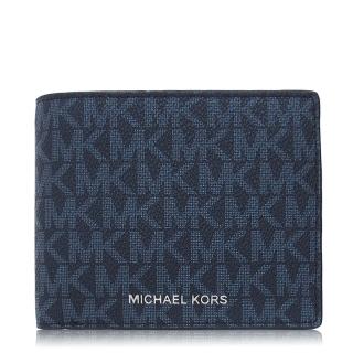 【Michael Kors】經典PVC / 附零錢袋 / 雙摺 短夾(深藍)