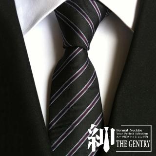 【THE GENTRY 紳】經典紳士商務休閒男性領帶(黑紅斜紋款)