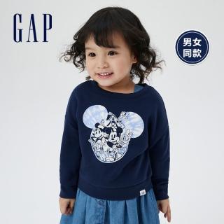 【GAP】幼童裝 Gap x Disney 迪士尼系列 印花休閒上衣 男女同款(839980-海軍藍)
